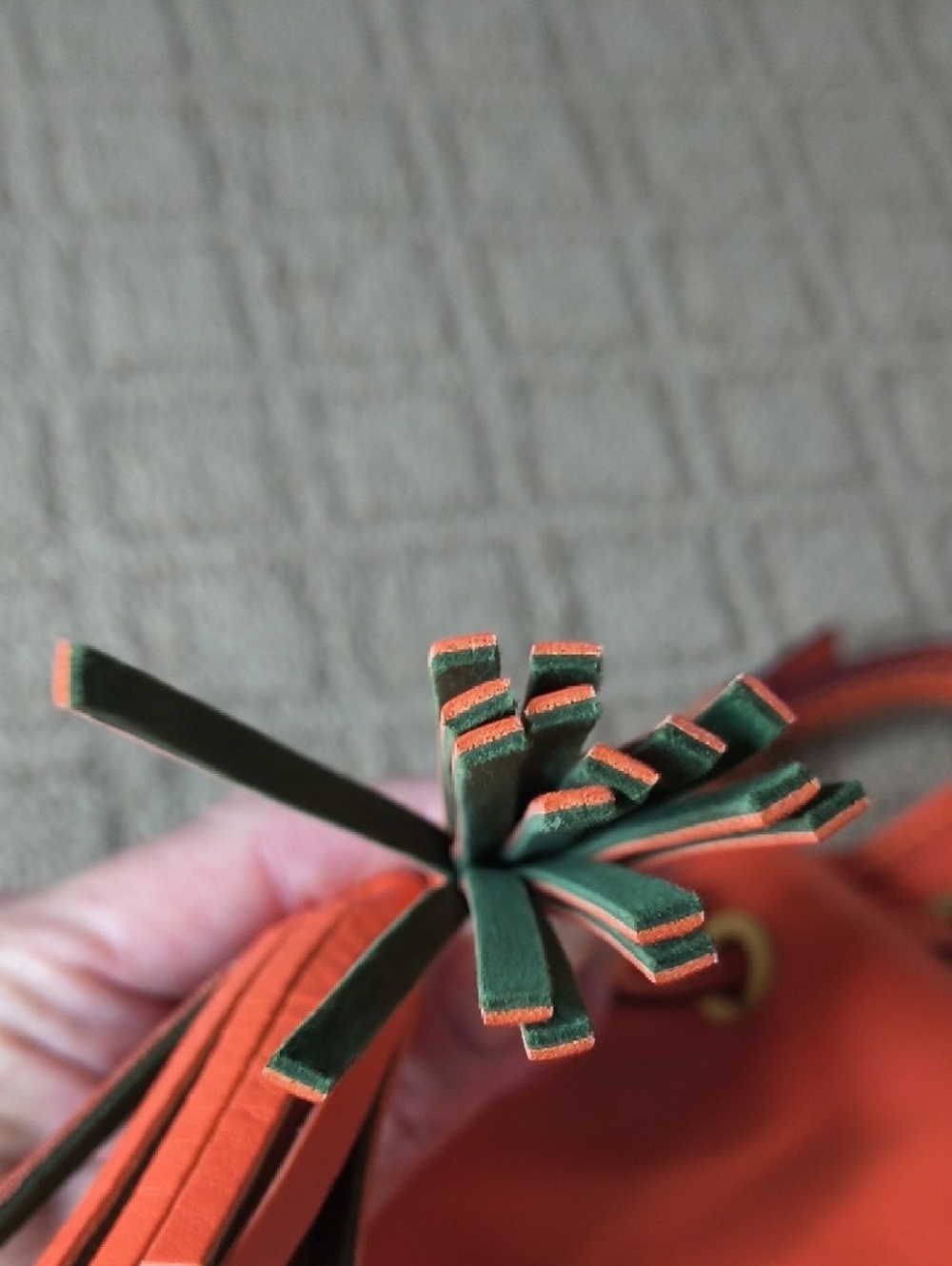 Dooney & Bourke Orange Florentine Leather Tassel Drawstring Bucket Bag - Picture 3 of 11